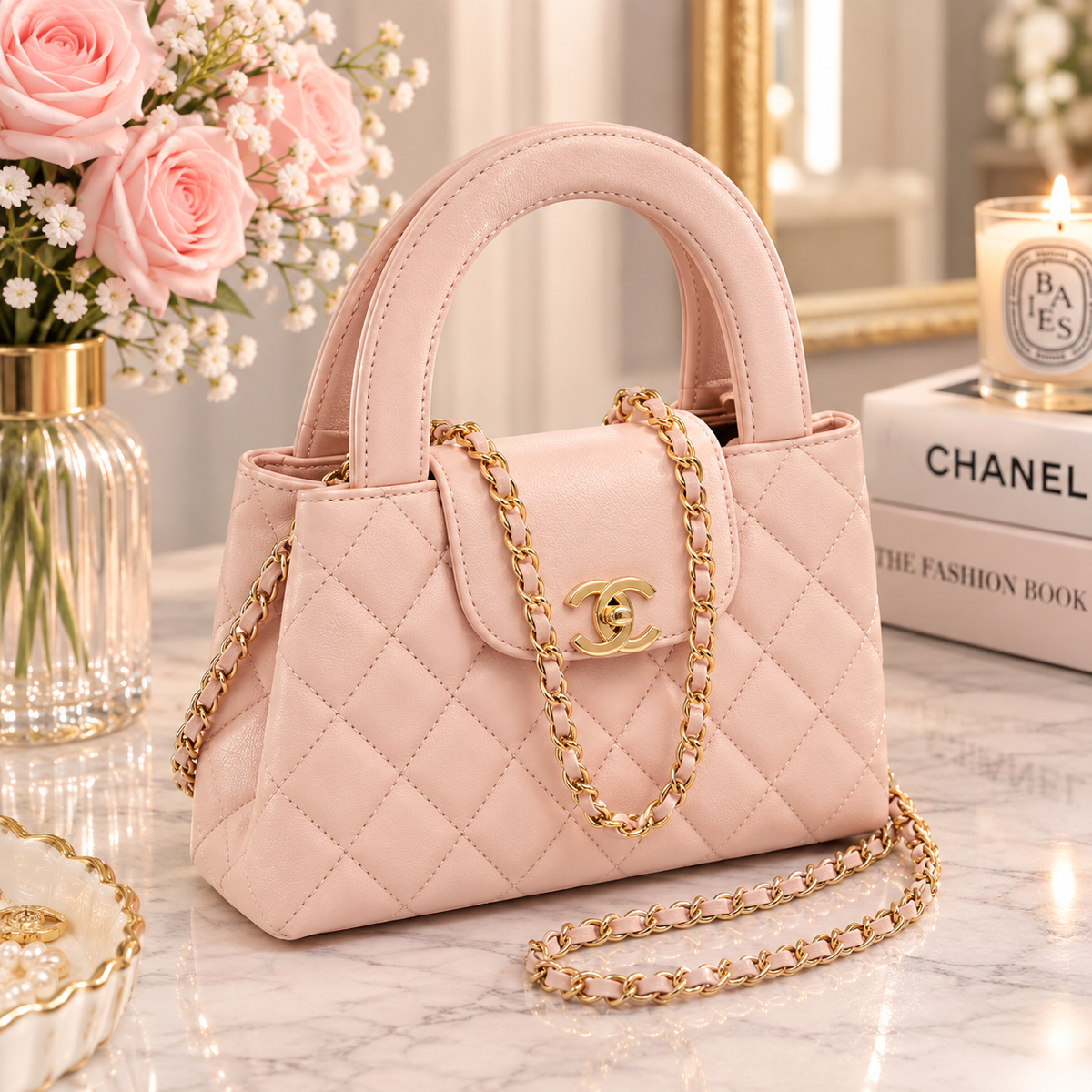 Chanel Mini Kelly Nano Pink Quilted Leather Shopper Bag