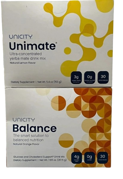 Unicity Unimate Lemon & Balance Orange Drink Mix Combo