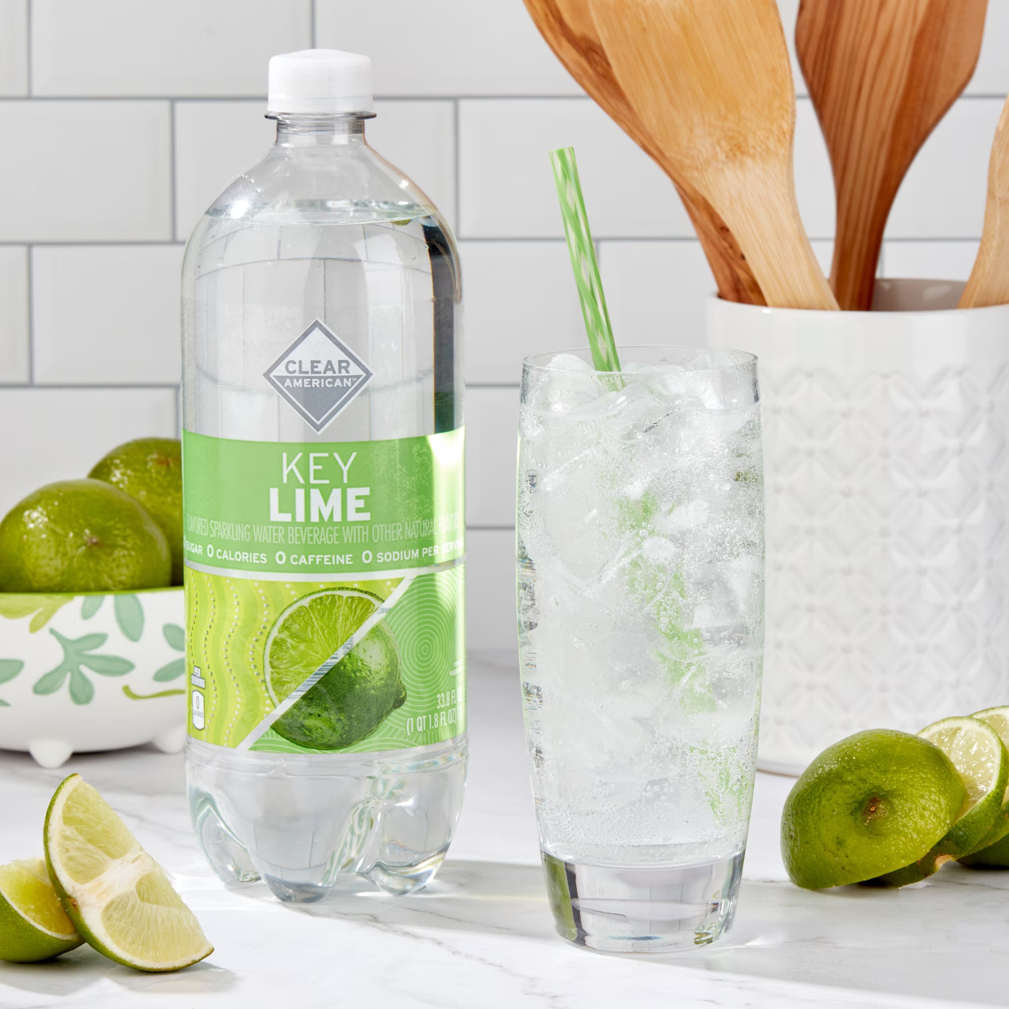 Clear American Key Lime Sparkling Water, 33.8 fl oz, 12-Pack, Box of 3