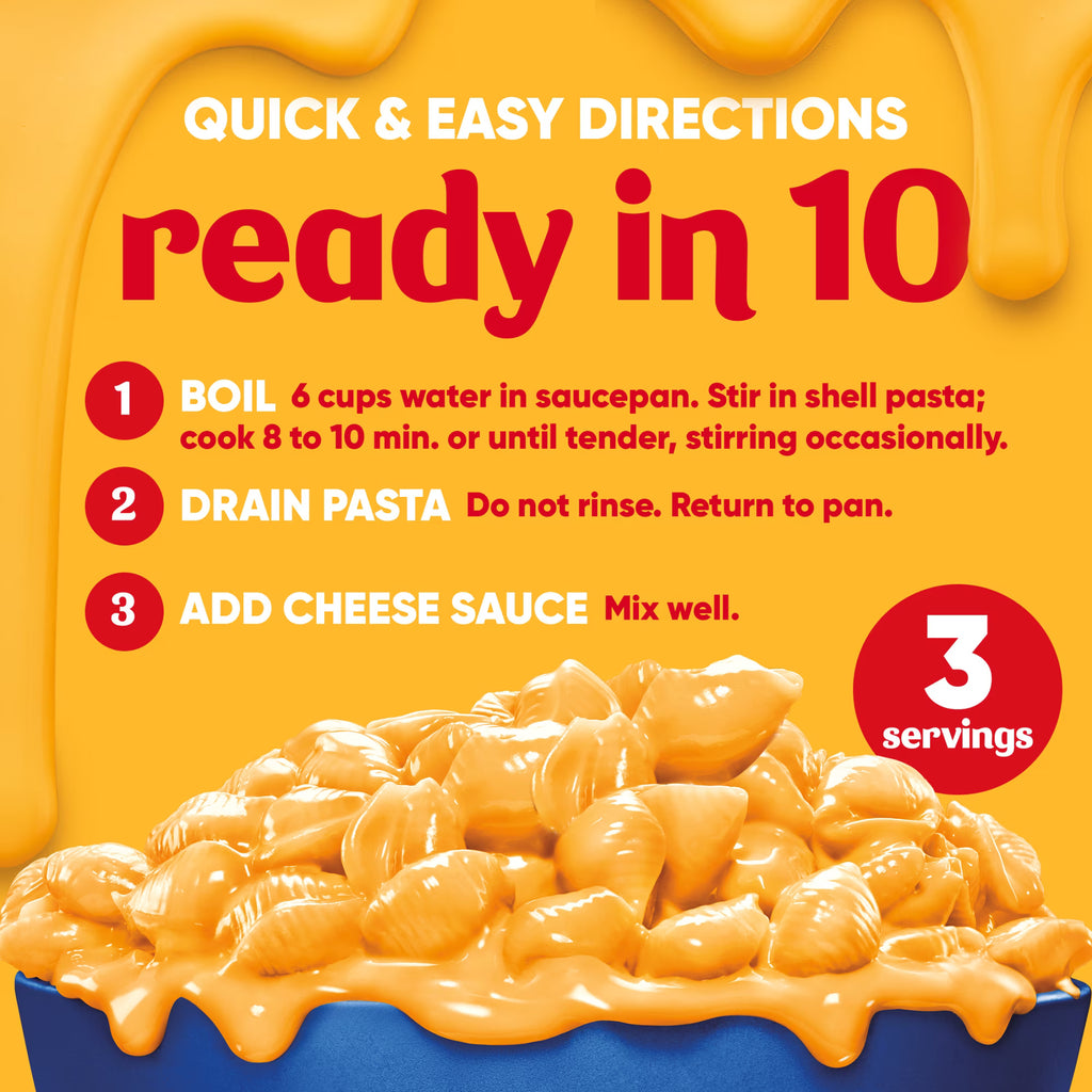 Velveeta Shells & Cheese Mac & Cheese, Original, 12 oz, 3 box, (Pack of 3)