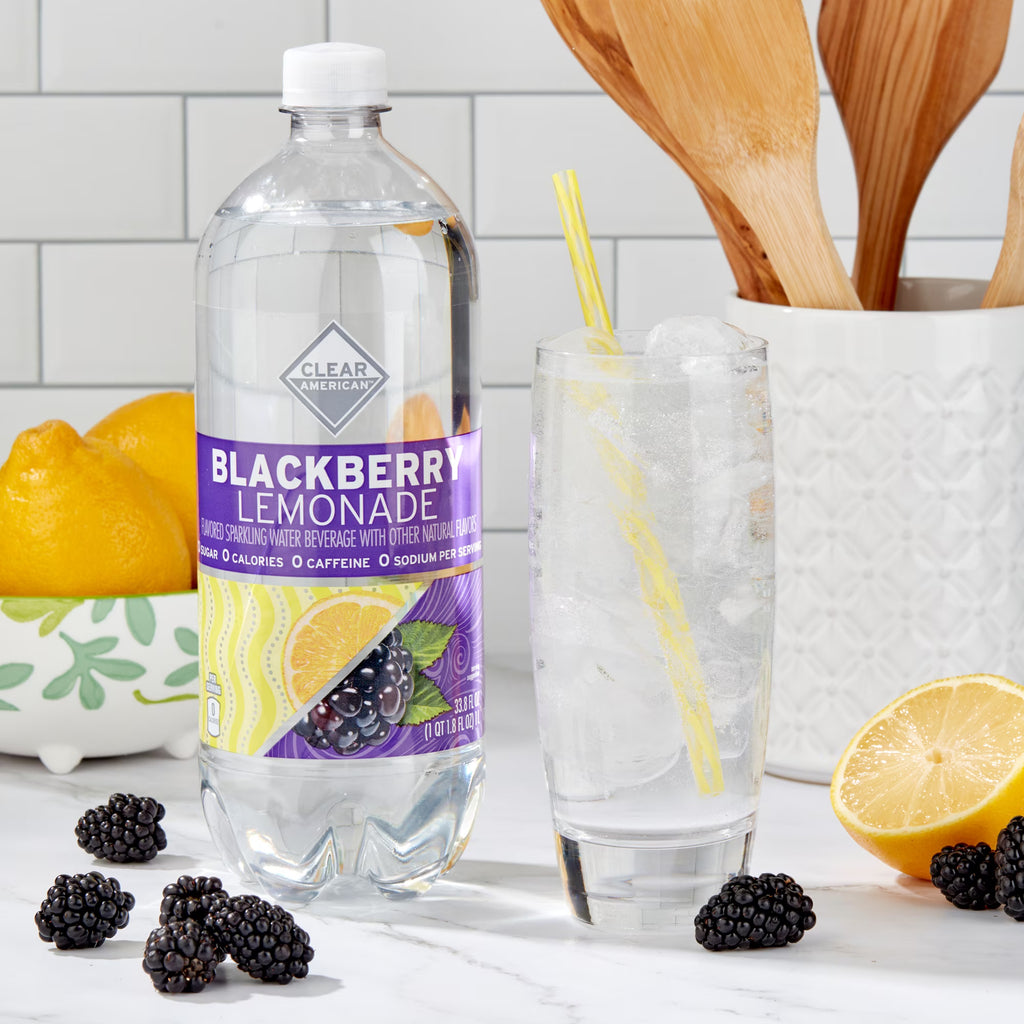 Clear American Blackberry Lemonade Sparkling Water, 1 Liter, 12-Pack, Box of 3