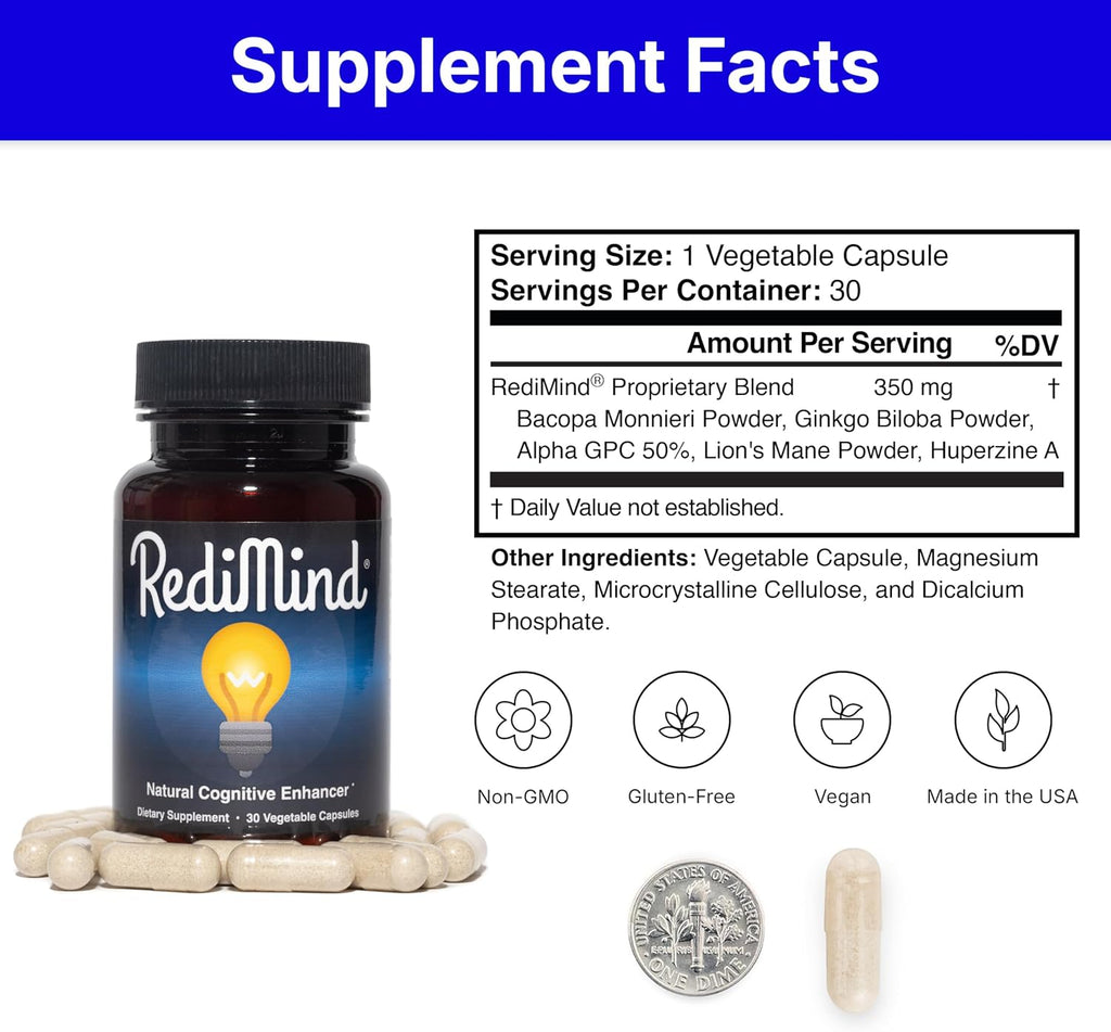 RediMind Natural Cognitive Support and Brain Supplement, Vegan
