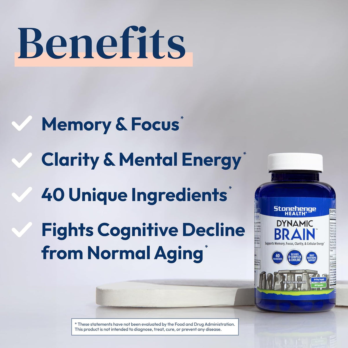 Stonehenge Dynamic Brain Supplement with BacoMind – 60 Capsules