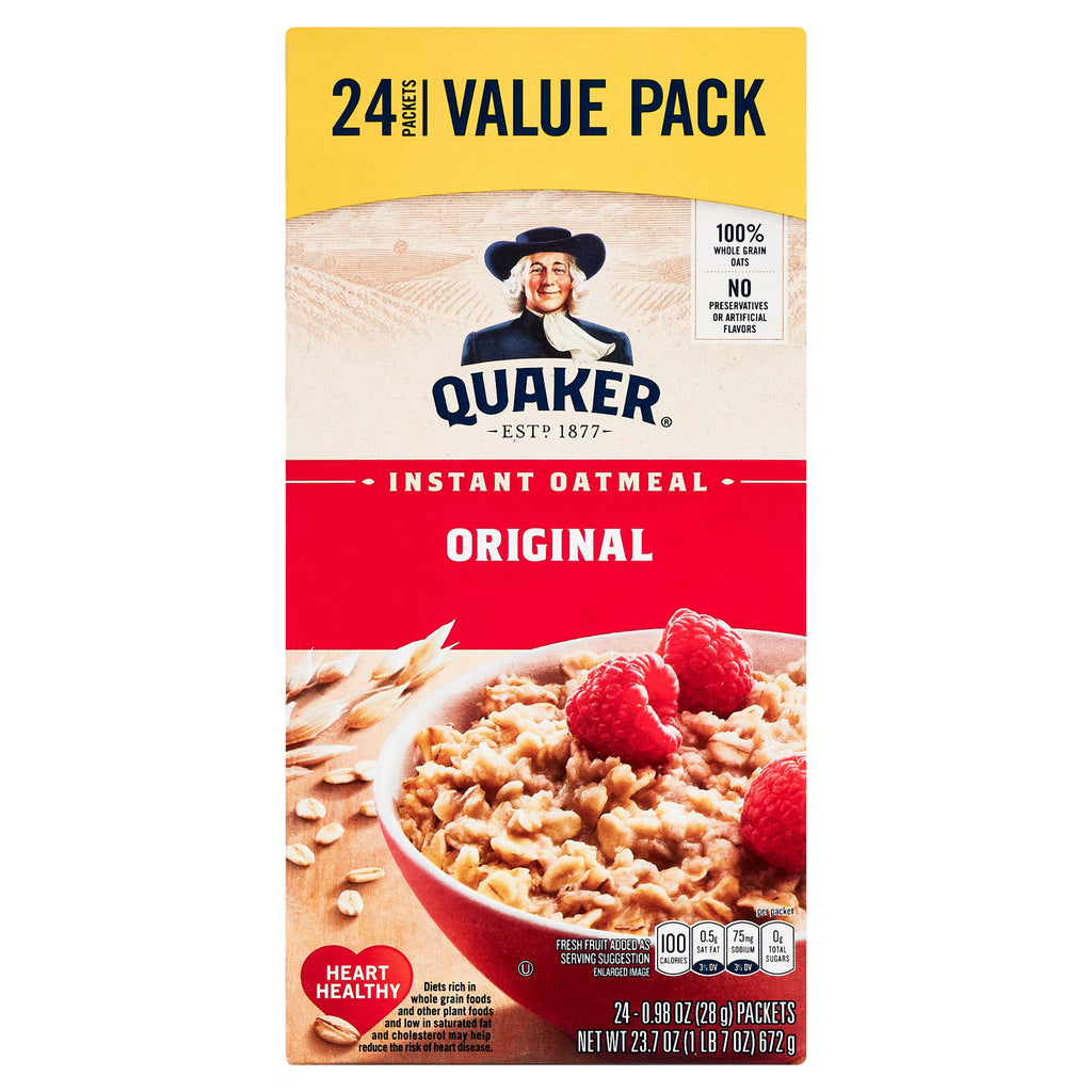 Quaker Instant Oatmeal Original, 0.98 oz, 24 Packets per Pack, 3 Packs