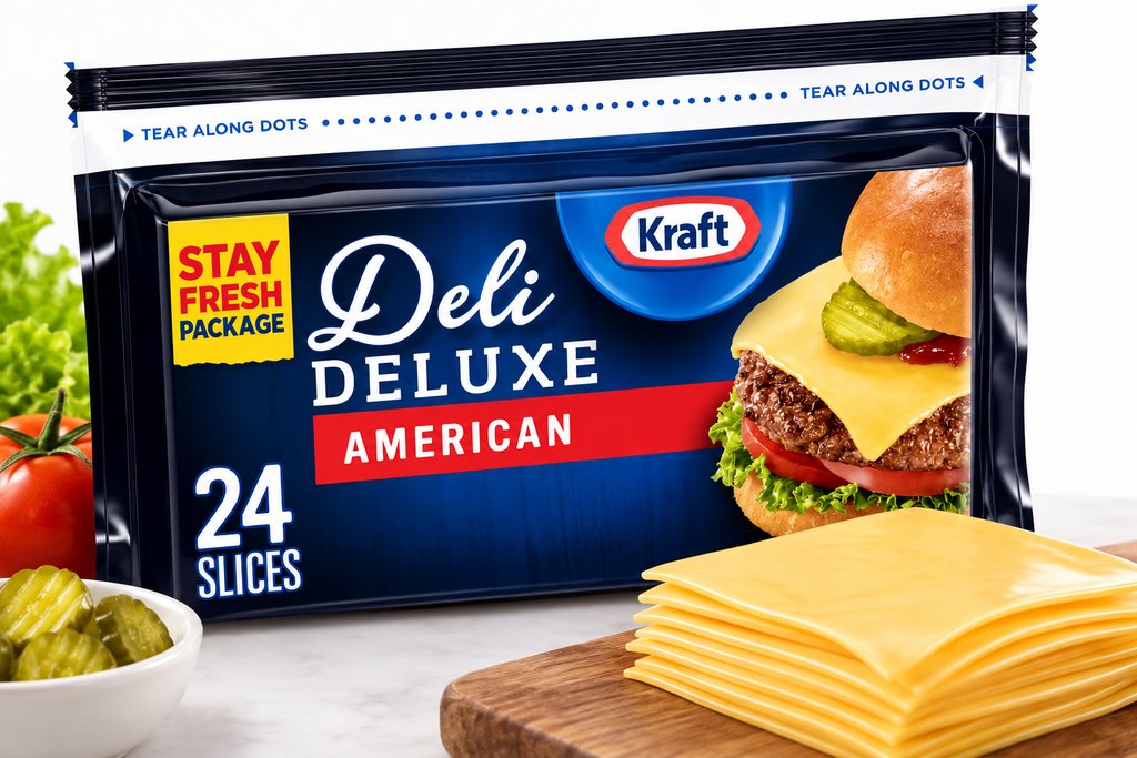 Kraft Deli Deluxe American Cheese Slices, 16 oz, 24 Slices, Pack of 3