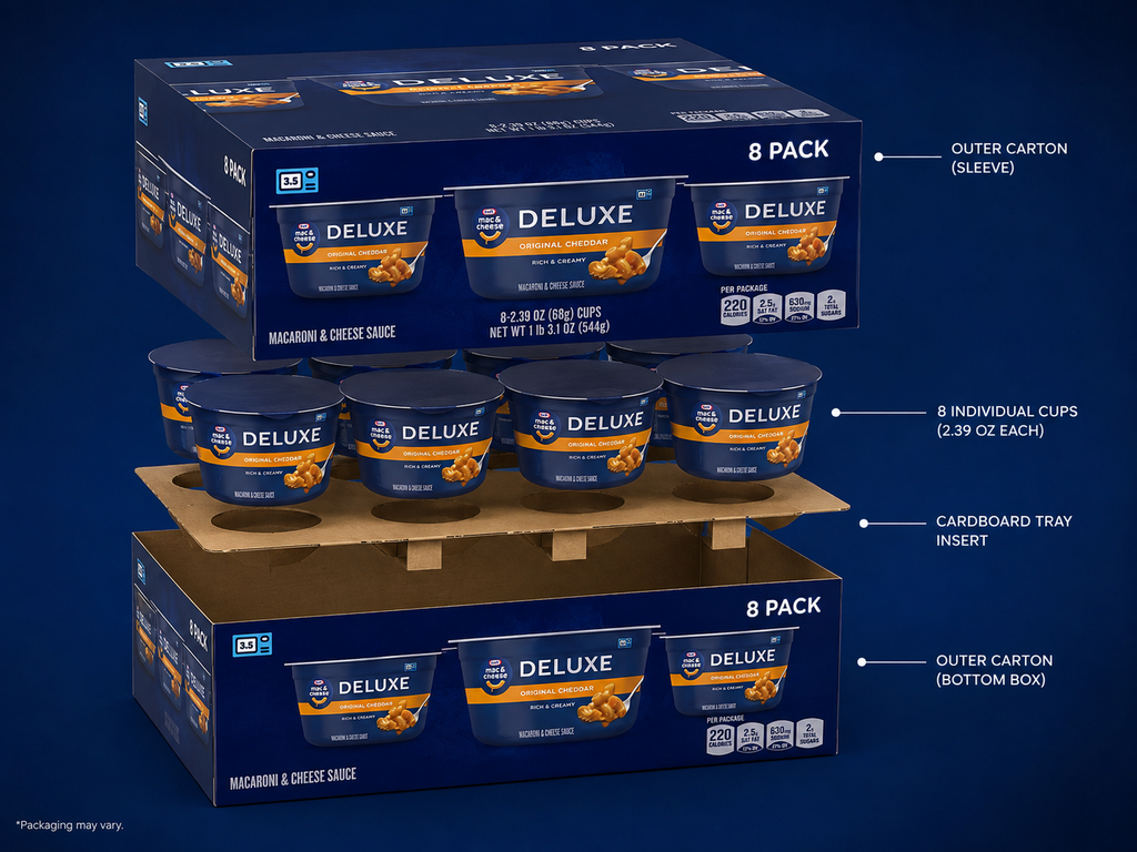 Kraft Deluxe Mac & Cheese Cups, Original, 2.39 oz, 8 Cups, Pack of 3