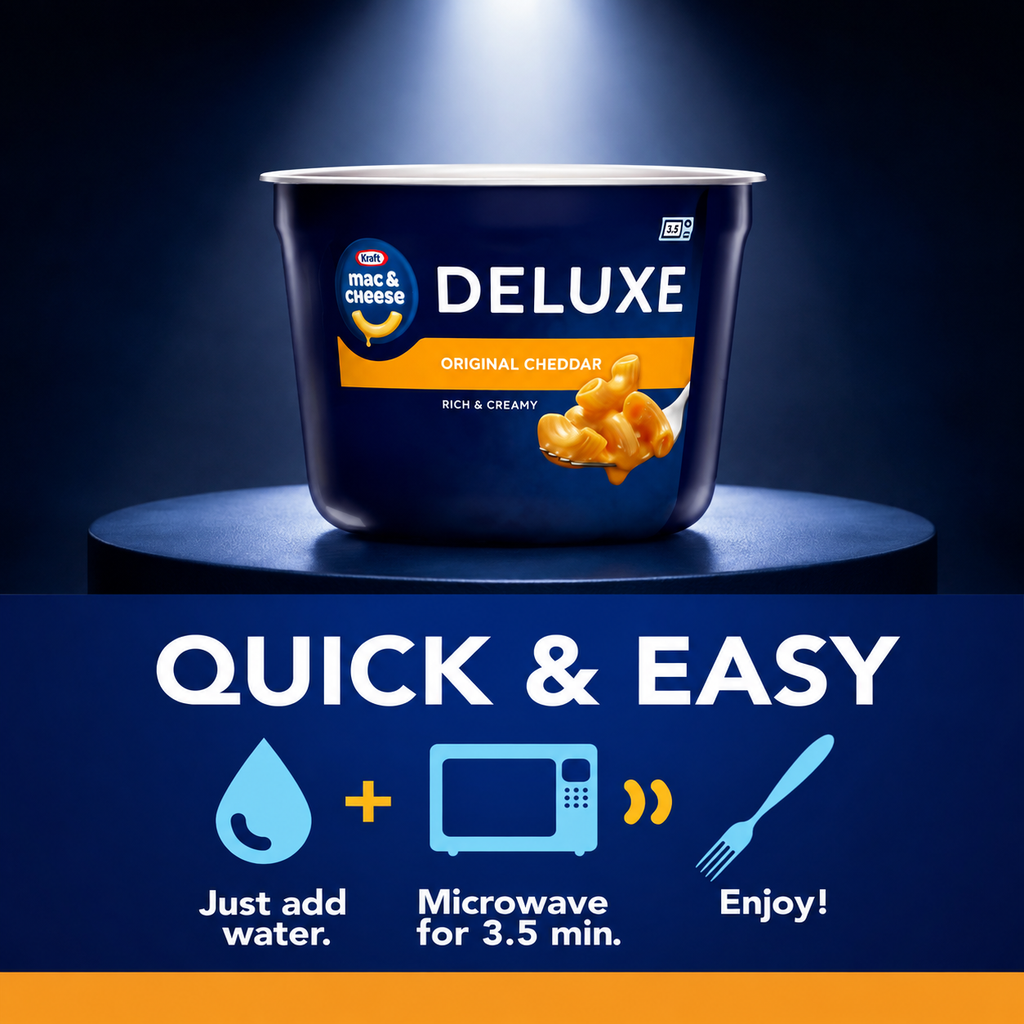 Kraft Deluxe Mac & Cheese Cups, Original, 2.39 oz, 8 Cups, Pack of 3