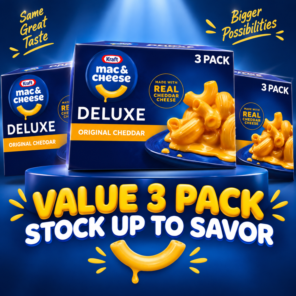 Kraft Deluxe Mac & Cheese Original Cheddar, 14 oz, 3 Pack/Box, (3 Boxes)