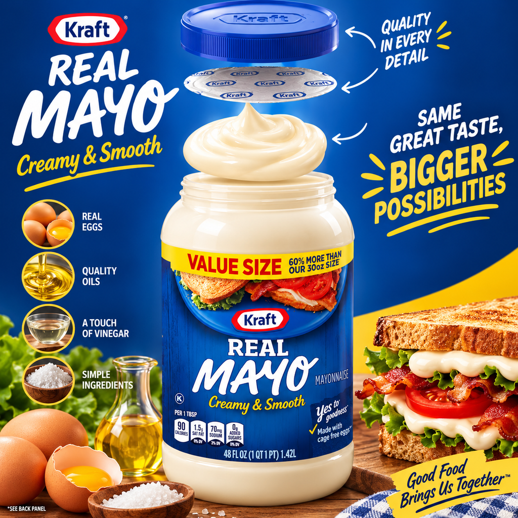 Kraft Real Mayo Creamy & Smooth Mayonnaise, 48 fl oz Jar, Pack of 3