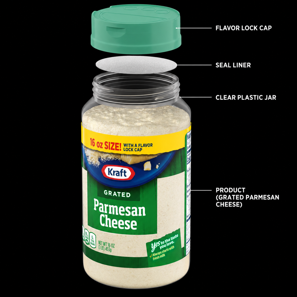 Kraft Grated Parmesan Cheese Shaker 16 oz Bottle, Pack of 3