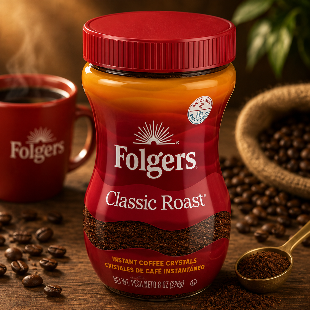 Folgers Classic Roast Instant Coffee Jar, 8 oz, Limited Edition, 3-Pack