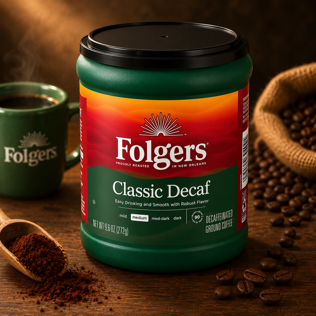 Folgers Decaf Classic Medium Roast Ground Coffee, 9.6 oz, 3-Pack