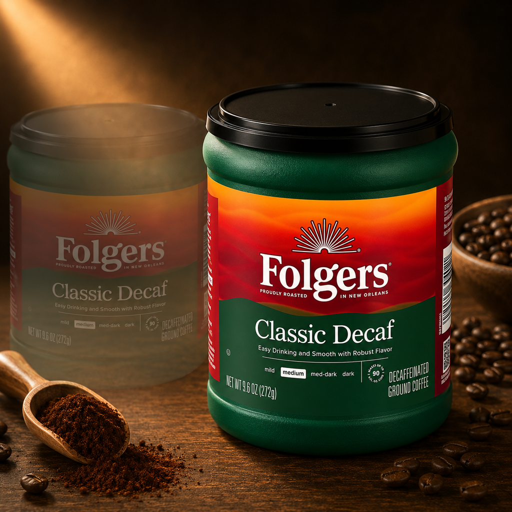 Folgers Decaf Classic Medium Roast Ground Coffee, 9.6 oz, 3-Pack