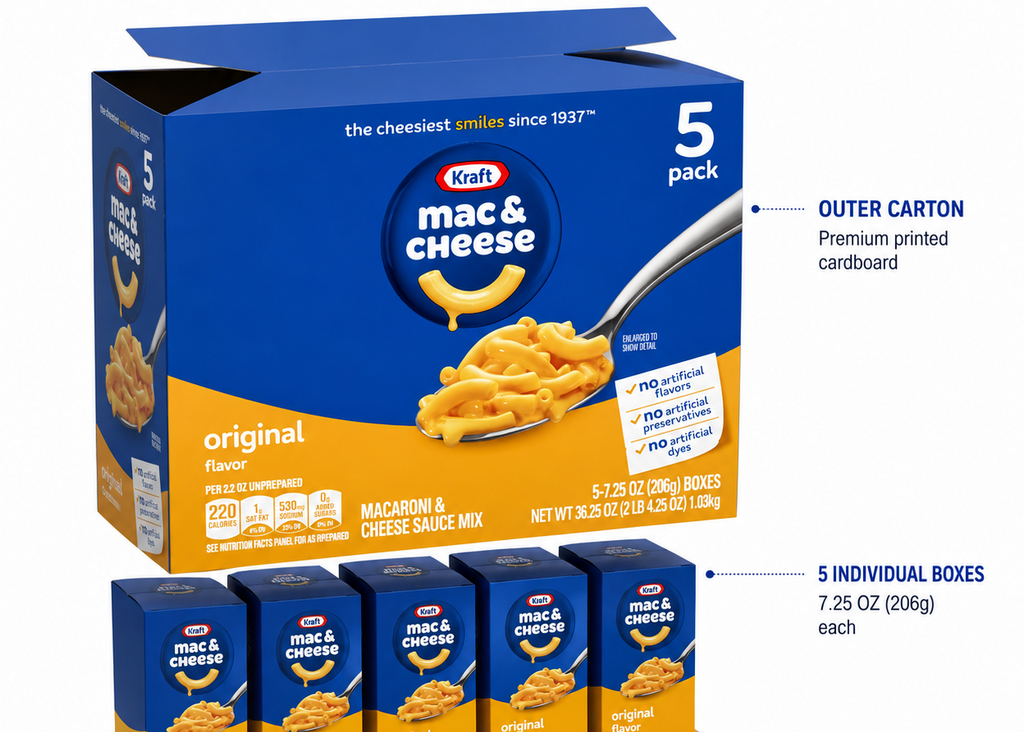 Kraft Mac & Cheese Original, 7.25 oz, 5 Boxes per Pack, Pack of 3