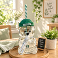 Starbucks Limited Bearista Bear 20oz Glass Tumbler Green Barista Hat