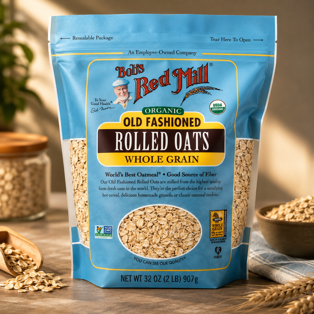 Bob's Red Mill Non-GMO Organic Old Fashioned Rolled Oats 32 oz Bag, 3-Pack