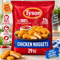 Tyson Frozen White Meat Chicken Nuggets, 29 oz, Fully Cooked, 3-Pack