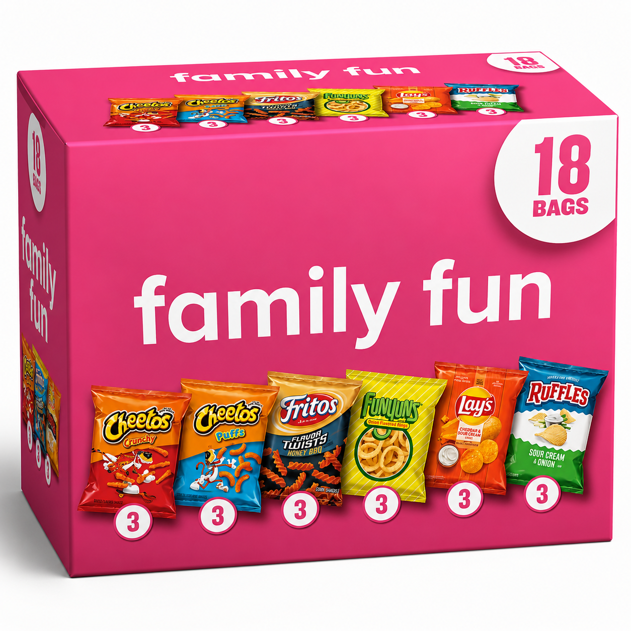 Frito Lay Family Fun Variety Pack Snacks Chips, 18 Pack, 3-Boxes
