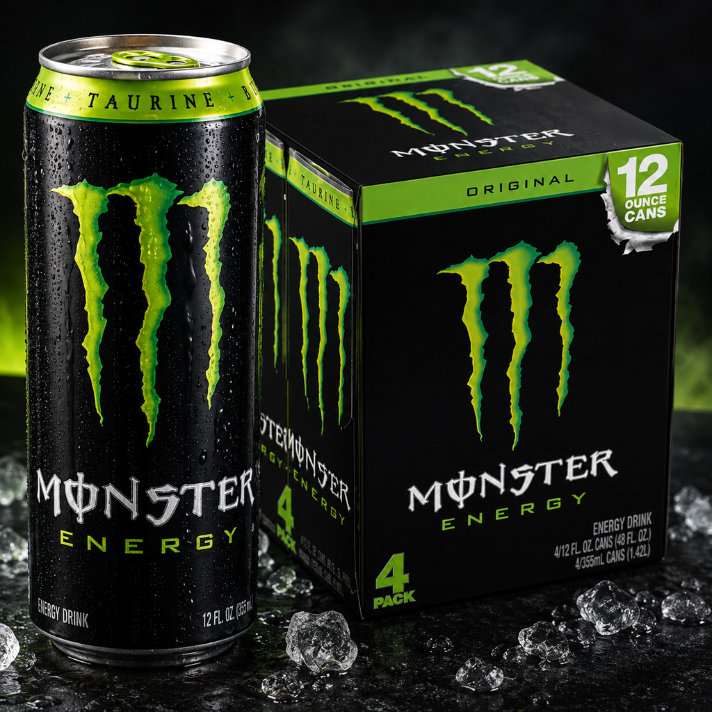 Monster Energy Original Green, 12 fl oz, 4-Pack, Box of 3