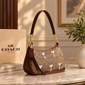 Coach x Peanuts Teri Shoulder Bag CBJ88 Tan Brown Snoopy Signature Canvas