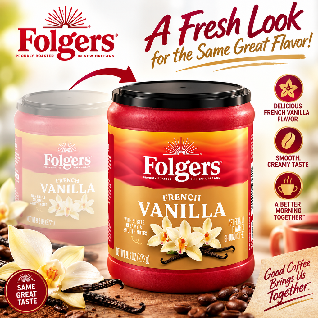 Folgers French Vanilla Medium Roast Ground Coffee, 9.6 oz, 3-Pack