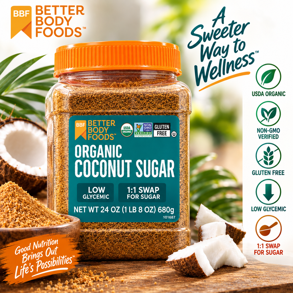 BetterBody Foods Organic Coconut Sugar, 24 oz, 3-Pack