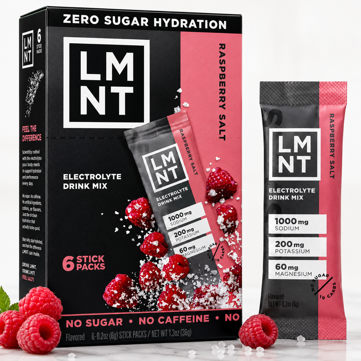 LMNT Zero Sugar Electrolyte Drink Mix - Raspberry - 6ct, Pack of 3