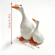 White Goose Parent-Child Sculpture