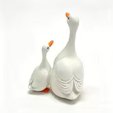White Goose Parent-Child Sculpture