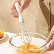 White Manual Silicone Whisk Hand-Held Baking Mixing Tool Baking Tool Set Cooking Kitchen Tools