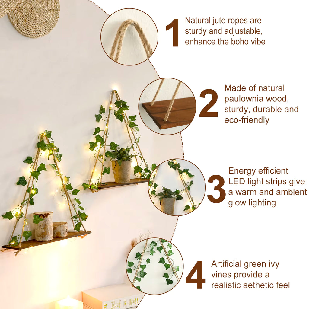 : LED Leaf Hanging Floating Shelf