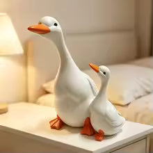White Goose Parent-Child Sculpture