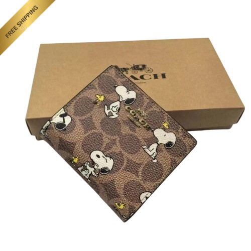 NWT Coach X Peanuts Snap Wallet In Signature Canvas