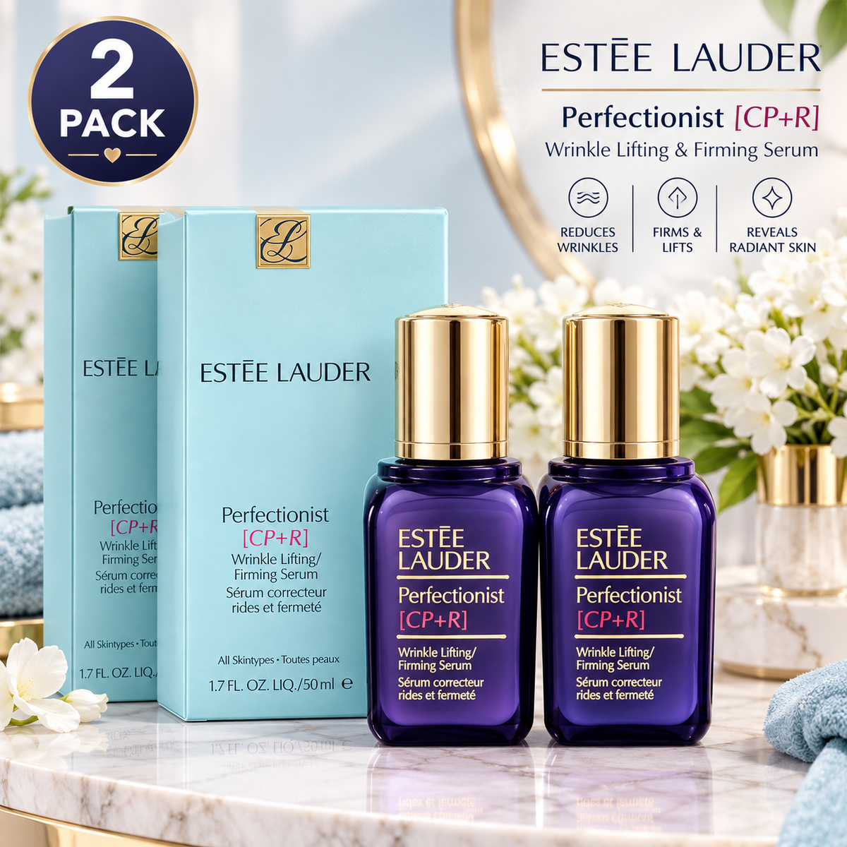 Estée Lauder Perfectionist CP+R Wrinkle Lifting Firming Serum 50ml 1.7oz (Pack of 2)