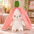 Reversible Strawberry Bunny, Double Sided Carrot Plushie, Soft Stuffed Animal