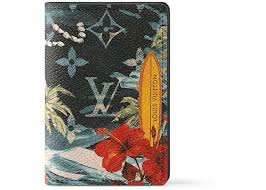 LV Pocket Organizer Monogram Surfin’ Navy Blue Leather Card Holder Wallet