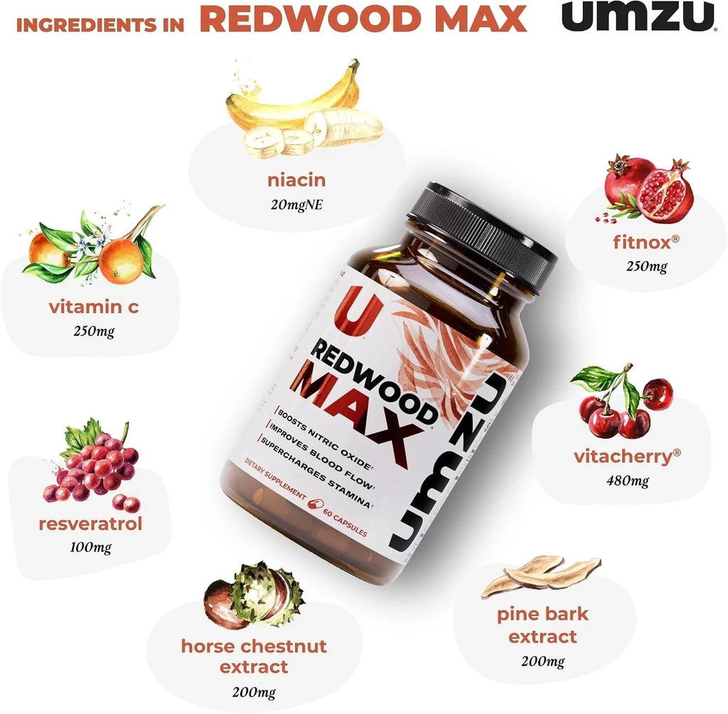 Redwood MAX 60 Capsules Boost Nitric Oxide, Blood Flow & Stamina