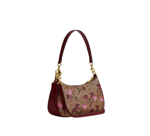 Nwt Coach Teri Shoulder Bag In Signature Canvas With Cherry Print CY694