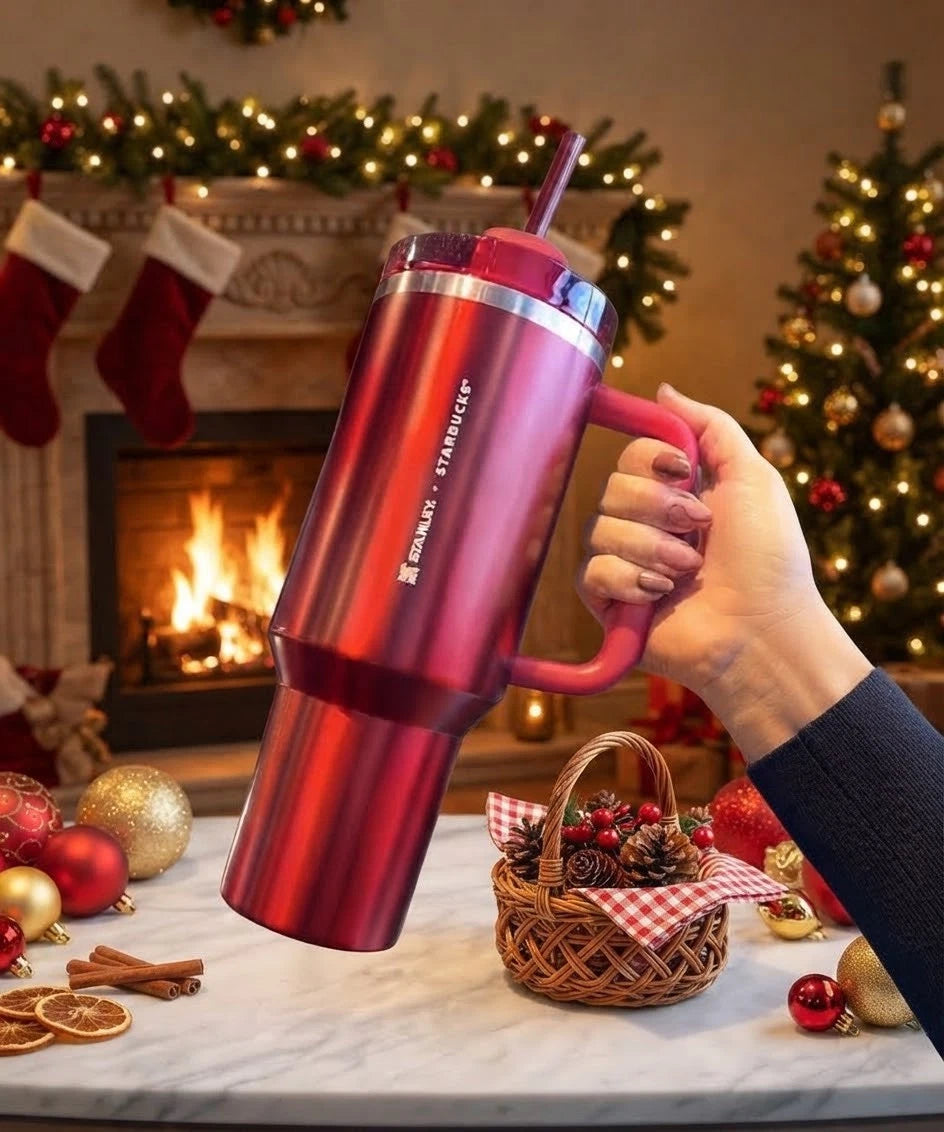 Stanley x Starbucks Holiday Red Quencher H2.0 FlowState 40oz Tumbler