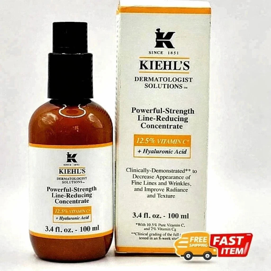 KIEHL'S Powerful Strength Line Reducing Concentrate Hyaluronic 3.4 oz new
