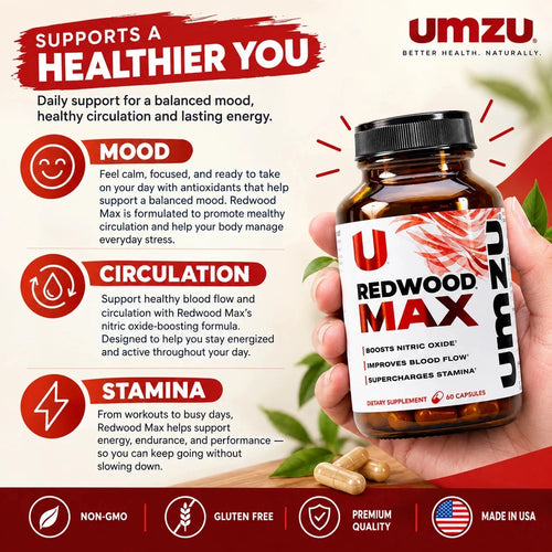 3 Pack Redwood MAX 60 Capsules | Boost Nitric Oxide, Blood Flow & Stamina