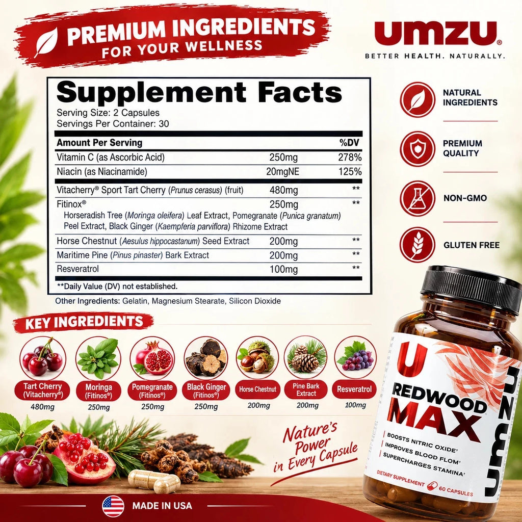 3 Pack Redwood MAX 60 Capsules | Boost Nitric Oxide, Blood Flow & Stamina