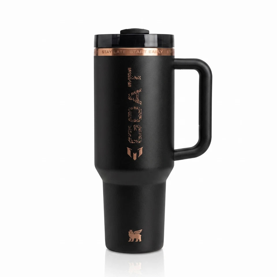 STANLEY x Messi Quencher Pro Tour Flip Straw Tumbler 40oz GOAT Black Limited NEW