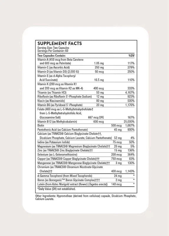 THORNE Basic Nutrients 2/Day Daily Multivitamin & Minerals 120 Capsules