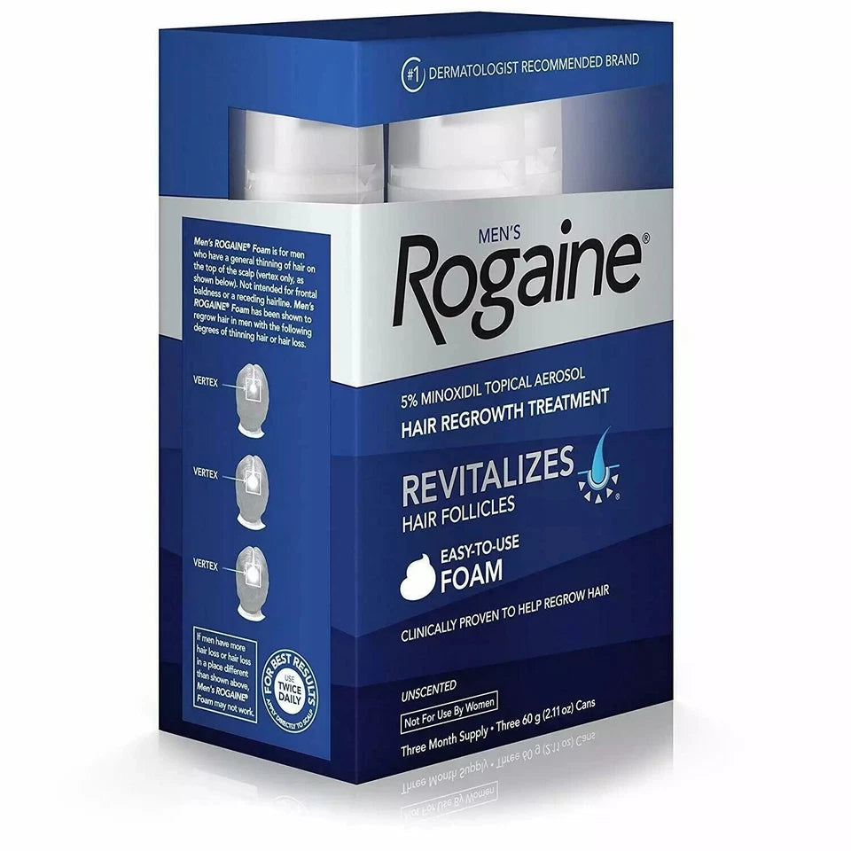 Rogaine Men's 5% Minoxidil Extra Strength Foam 3 Month Supply 3x60g